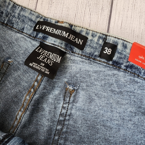 Blue Wash Denim Men's Shorts Skinny Fit - Picture 7 of 16